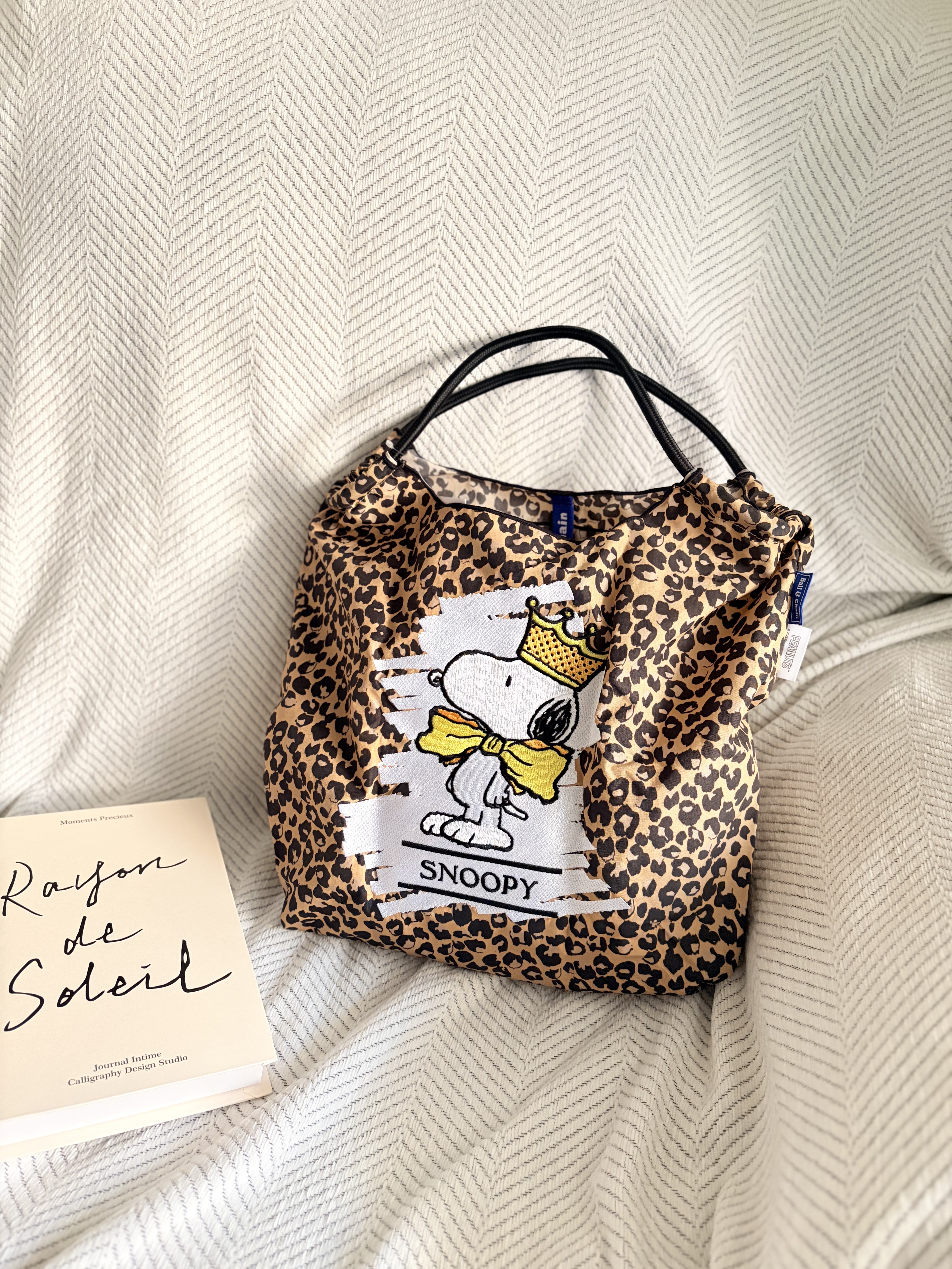  Ball & Chain × Snoopy 史努比豹紋刺繡托特包